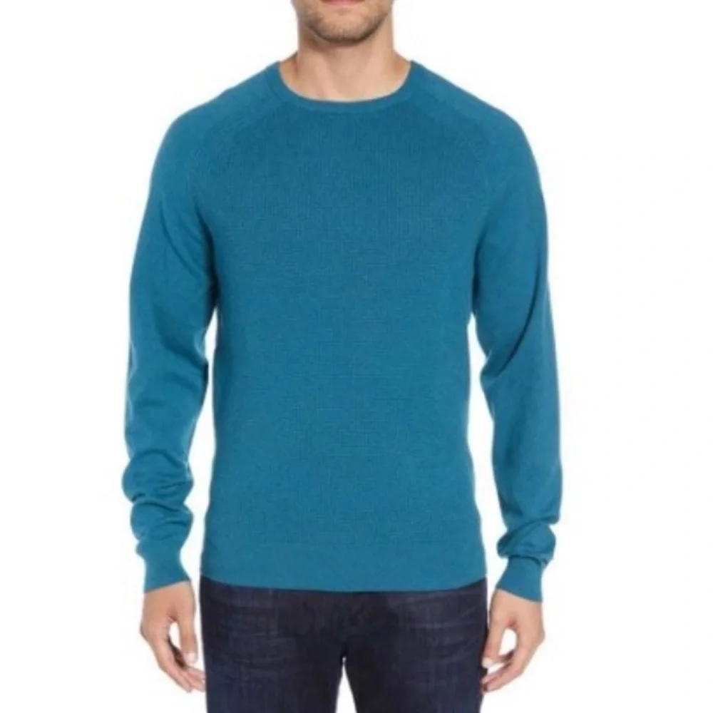 NEW Cutter & Buck Mens Lakemon Mixed Stitch Crewneck Sweater Size 2XB/2TG Blue